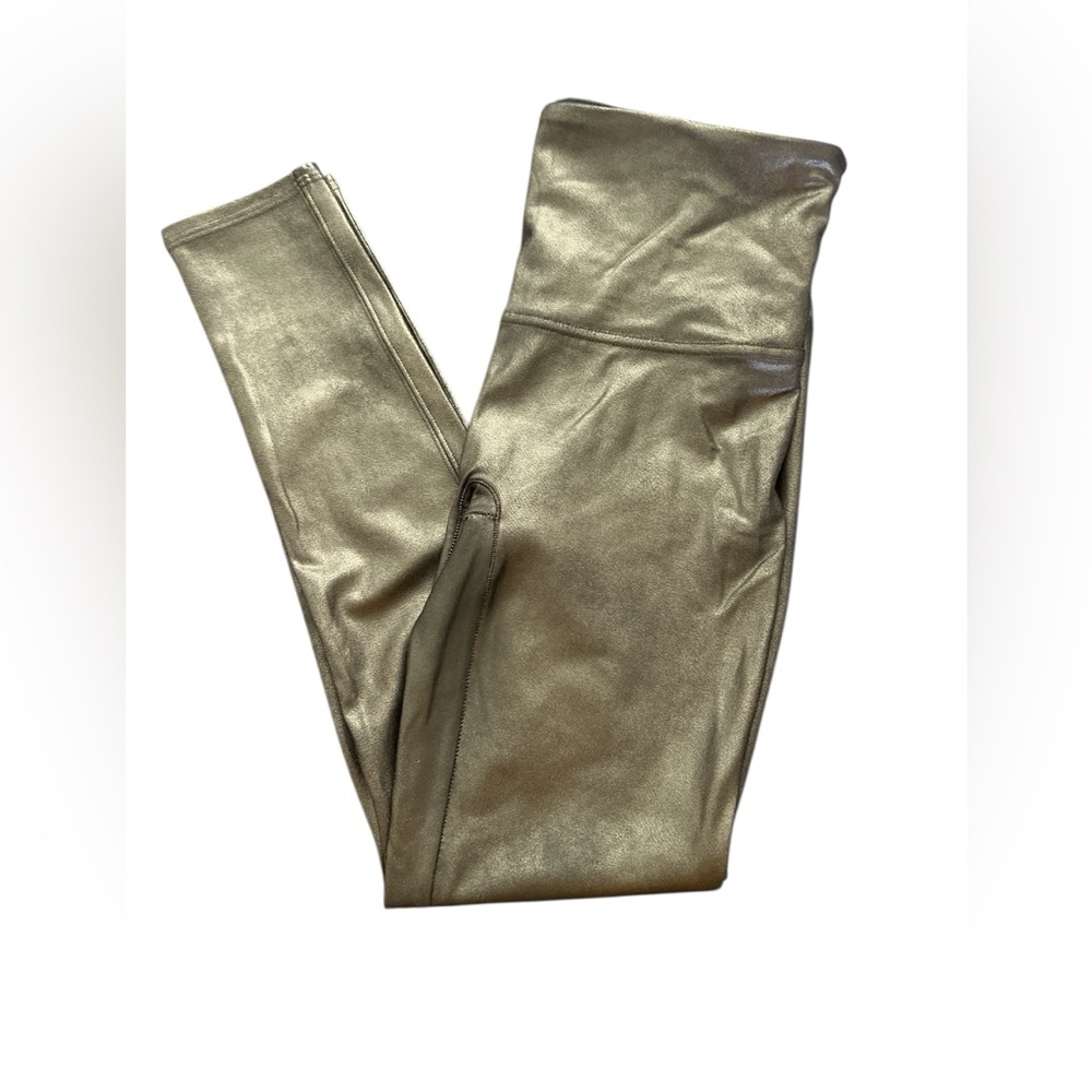 SPANX black metallic sheen leggings size Large